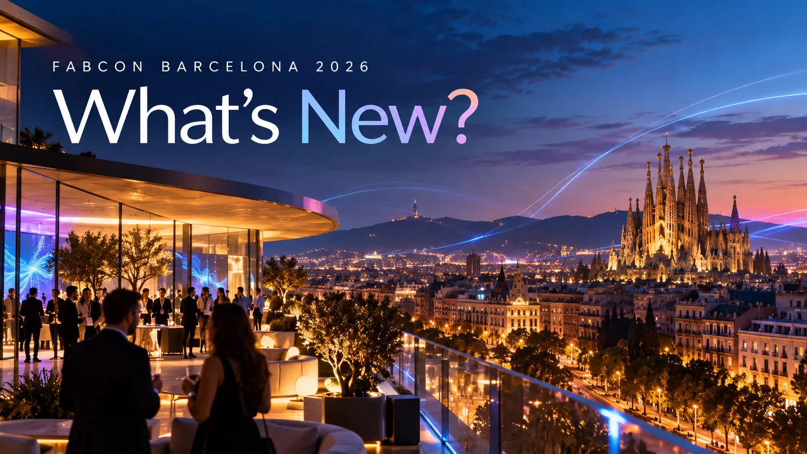 FabCon Barcelona 2026 What's New cover with Barcelona at night and the Sagrada Familia.